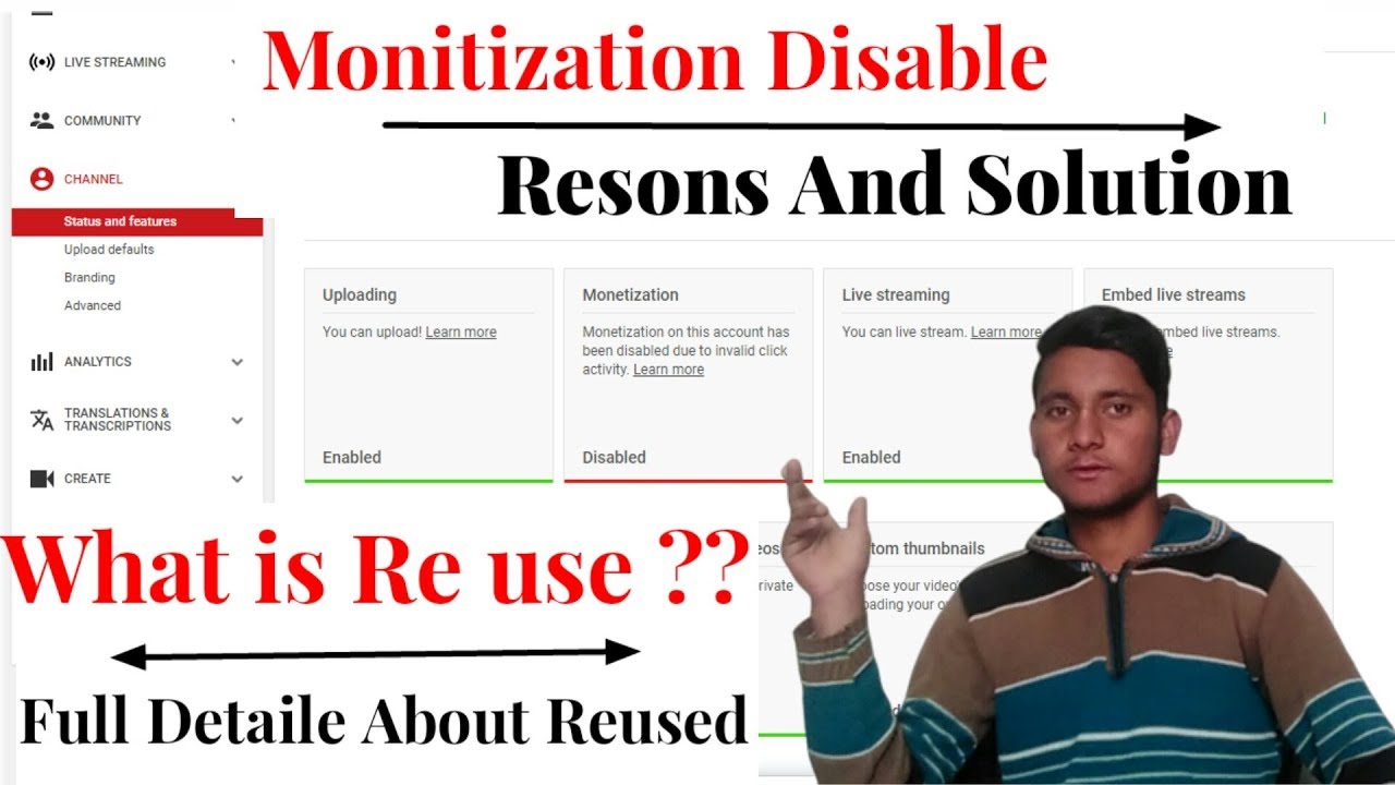 Monetization Disabled After Apply For Channel Problem | What is reused content |