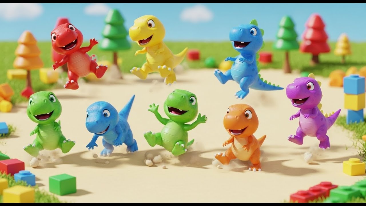 Seven Little Toy Toy Dinosaurs Stomp Stomp Stomp | Dinosaur Song & Nursery Rhymes