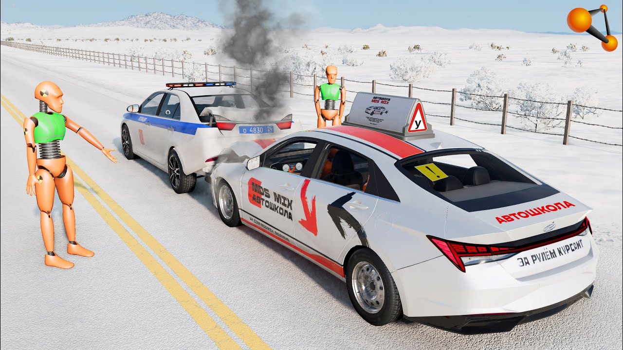 УРОК СМЕРТИ! ИНСТРУКТОР НЕ ПОМЕНЯЛ ЛЕТНЮЮ РЕЗИНУ | BeamNG.drive