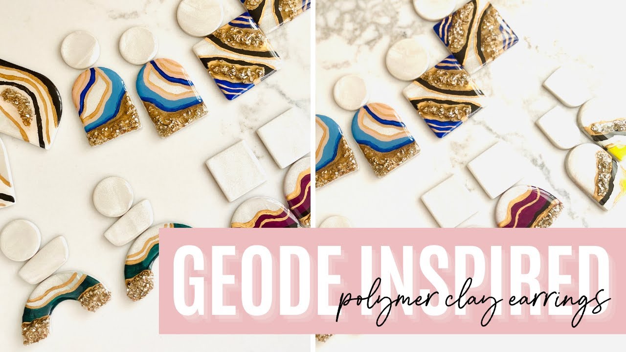 Geode Inspired Polymer Clay Earrings | Olivia Heyward