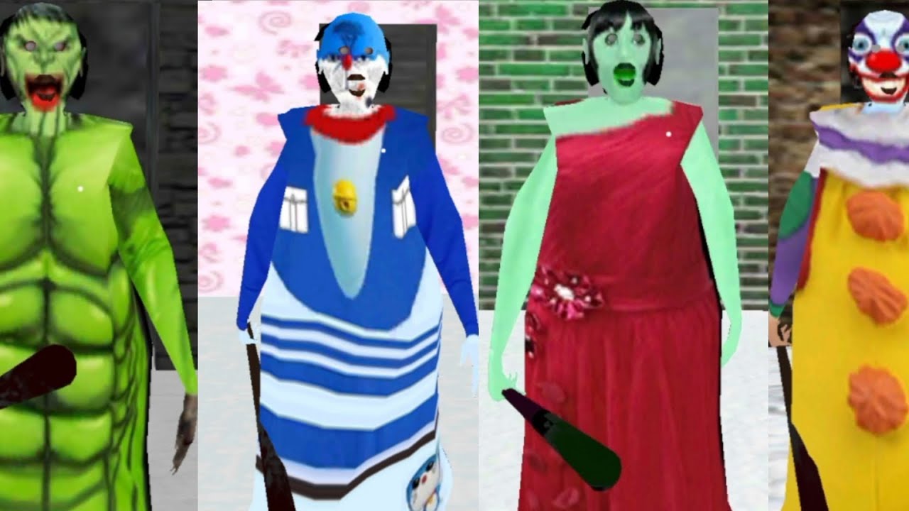 New Hulk Granny Vs New Clown Granny Vs New Doremon Granny Vs New Red Cindy Granny.