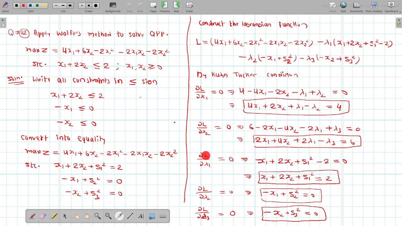 Wolfe's method for QPP Problem 2