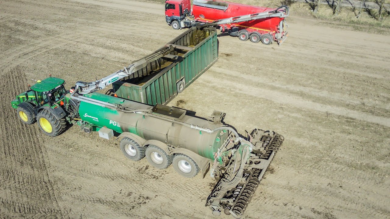 John Deere 8400R+Samson PG II 35 // aplikácia močovky First Farms Malacky