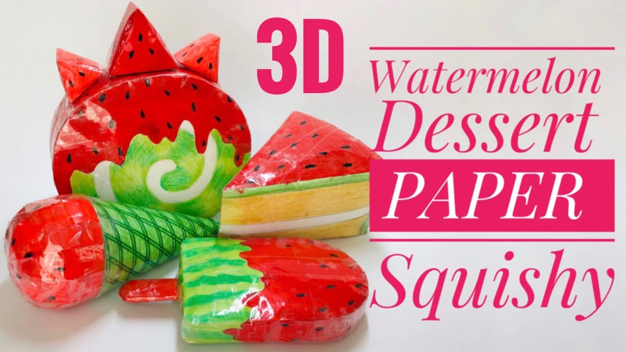 DIY Watermelon Theme Paper Squishy Tutorial (+New Techniques) - Over 70 subs special! 🍉