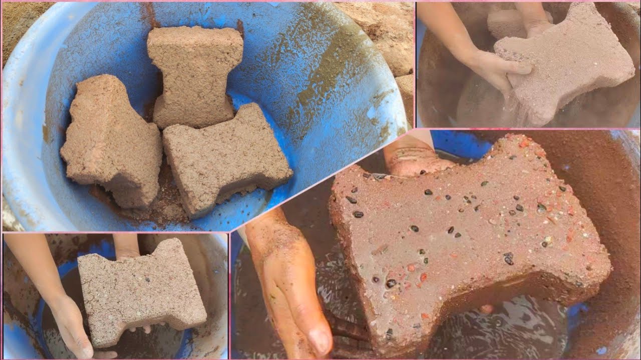 Asmr | Reddirt interlock tiles crumbing dry+water 💦 satisfying asmr video by saasmr
