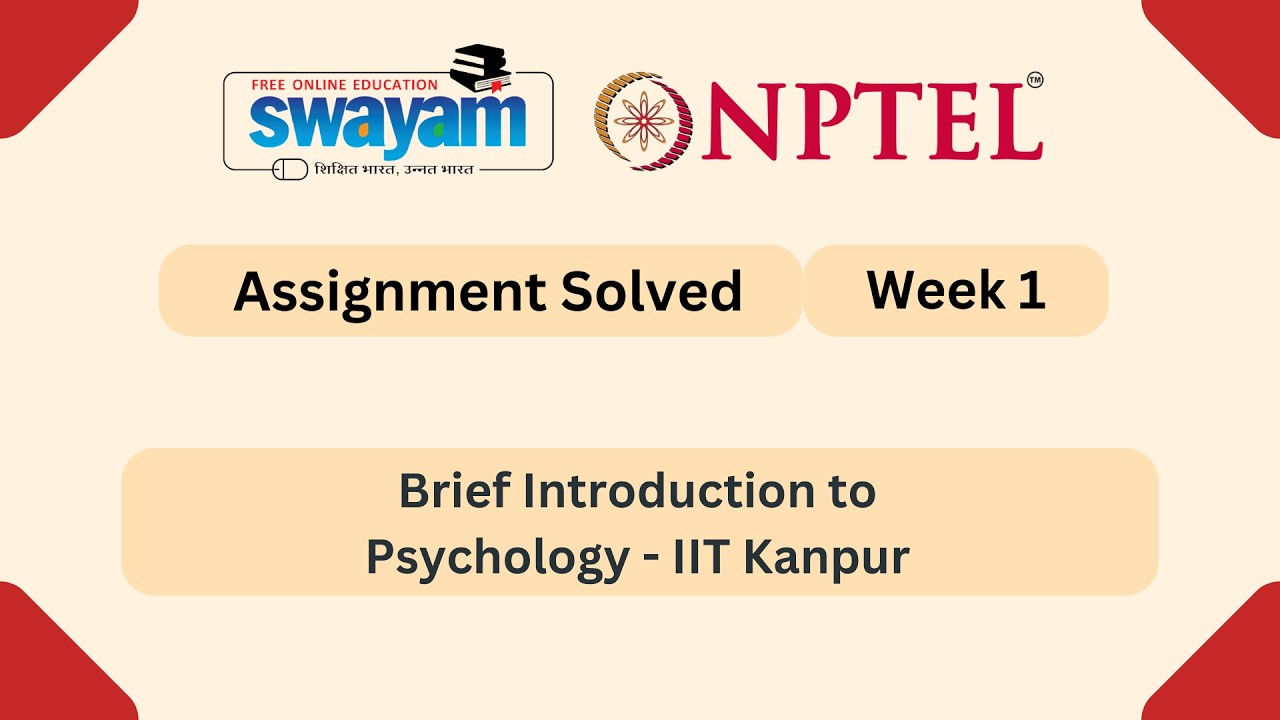 Brief Introduction to Psychology Week 1 | NPTEL ANSWERS | My Swayam #nptel #nptel2026 #myswayam