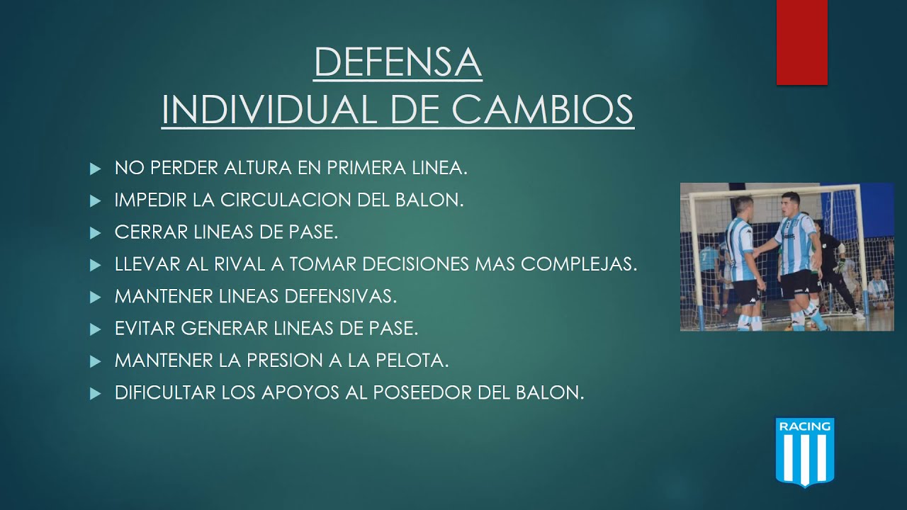 FUTSAL/DEFENSA INDIVIDUAL CON CAMBIOS DEFENSIVOS /RACING FUTSAL 2018