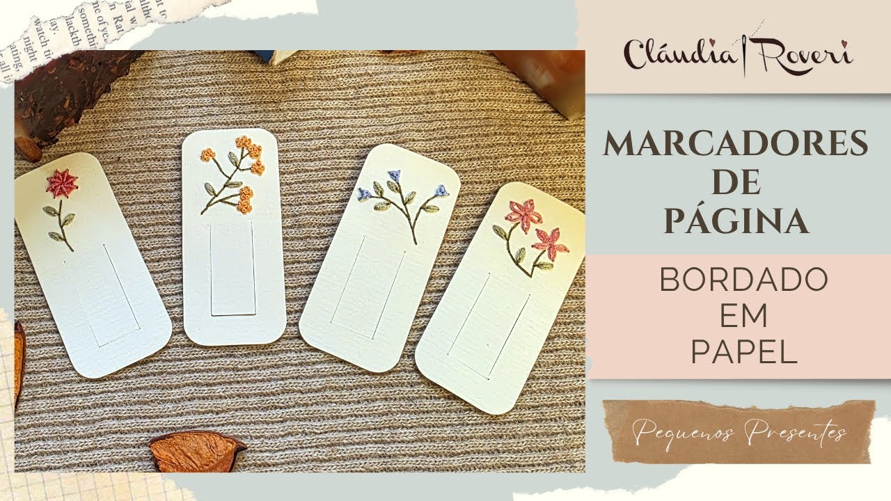 Marcadores de Página Bordados em Papel