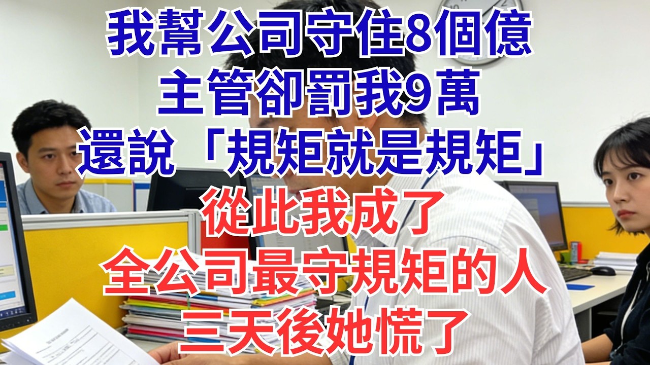 幫公司守住8億，反被罰9萬？主管說「規矩就是規矩」。我開始100%守規矩…3天後，她急得滿頭汗！#為人處世#生活經驗#職場#爽文