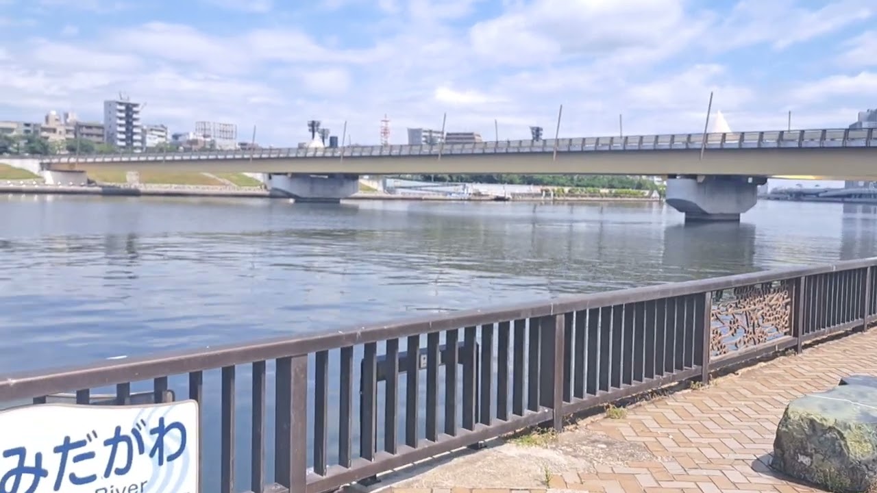 Morning walk along the Sumida River, Asakusa, Tokyo, Japan