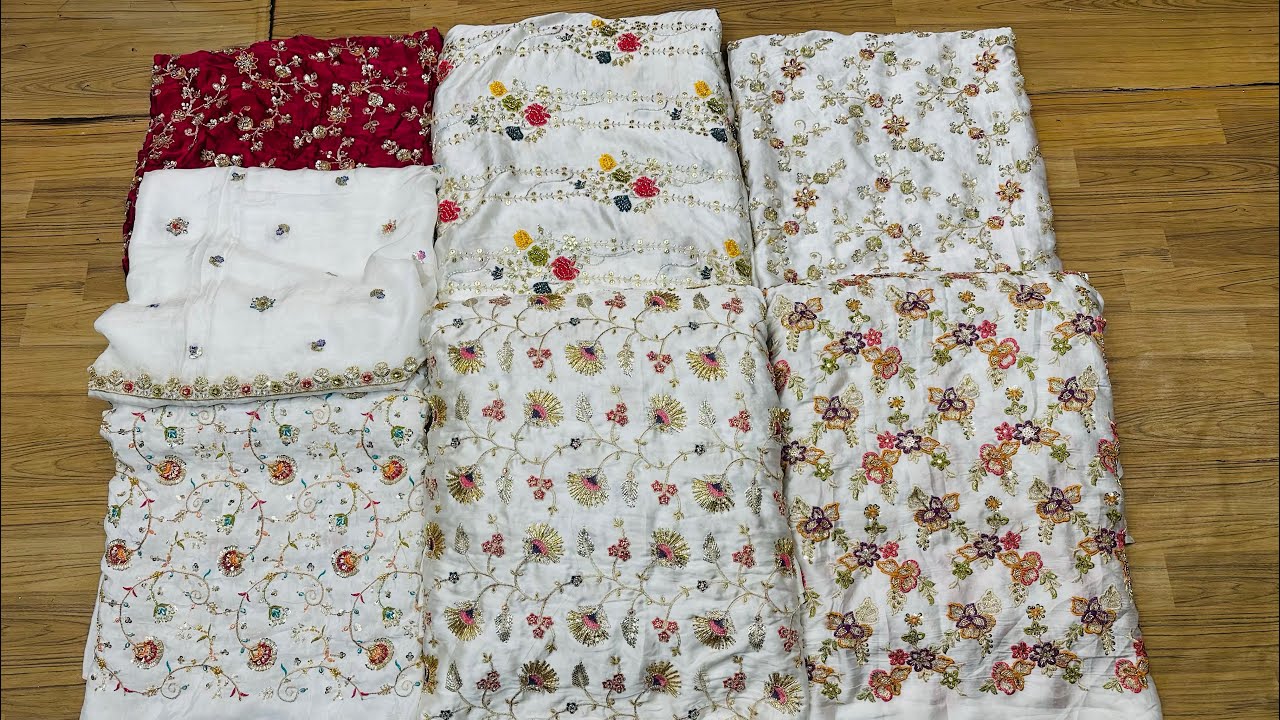 5 New Dyeable Silk Designs 😍 Multi Thread & Cutdana Work | 4pcs Suit & Losse Fabrics