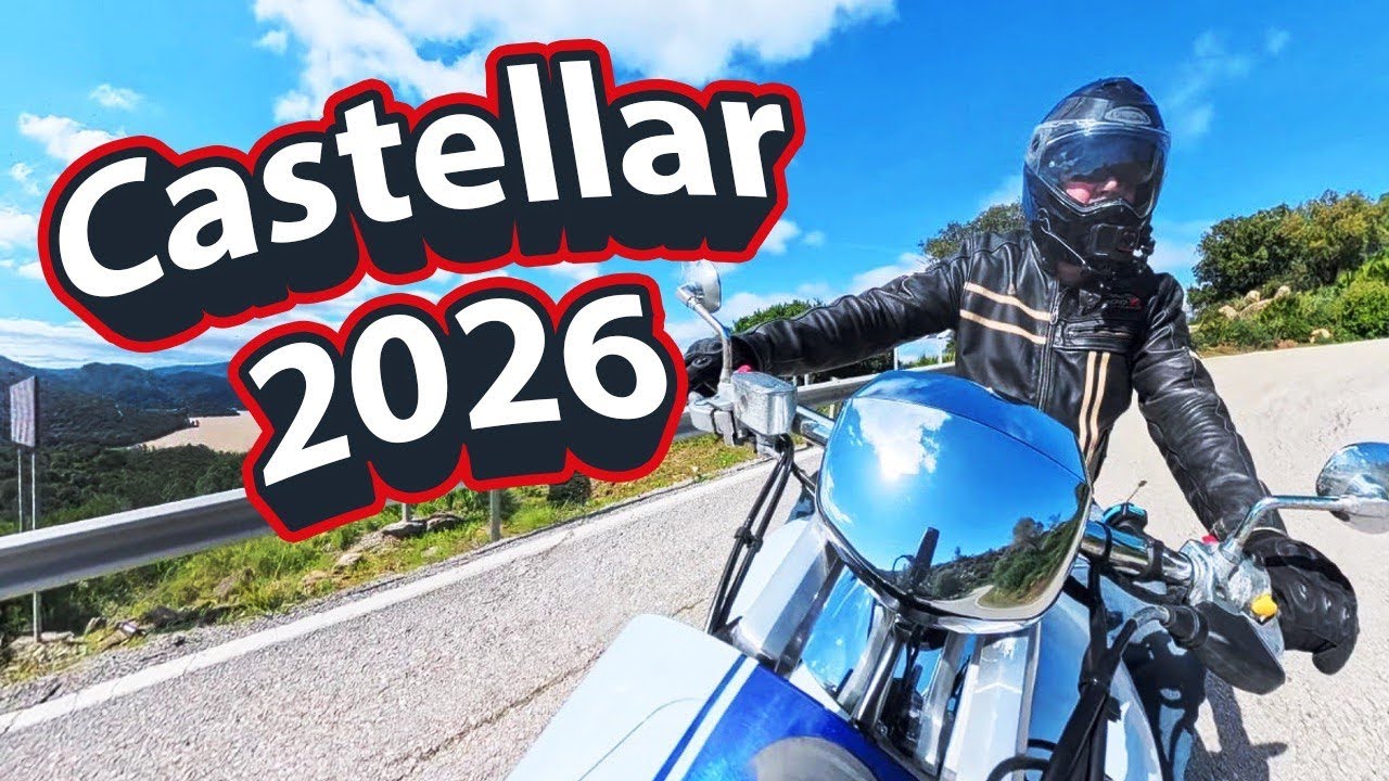 M109r - We take a relaxed motorcycle ride from La Linea to Castellar in Cadiz, Spain