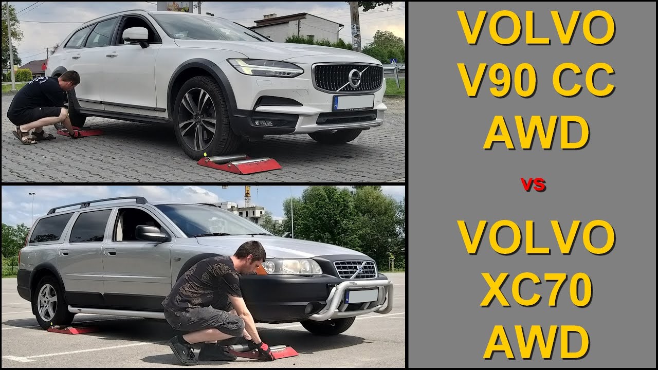 SLIP TEST - Volvo V90 CC AWD vs Volvo XC70 / V70 XC AWD - @4x4.tests.on.rollers