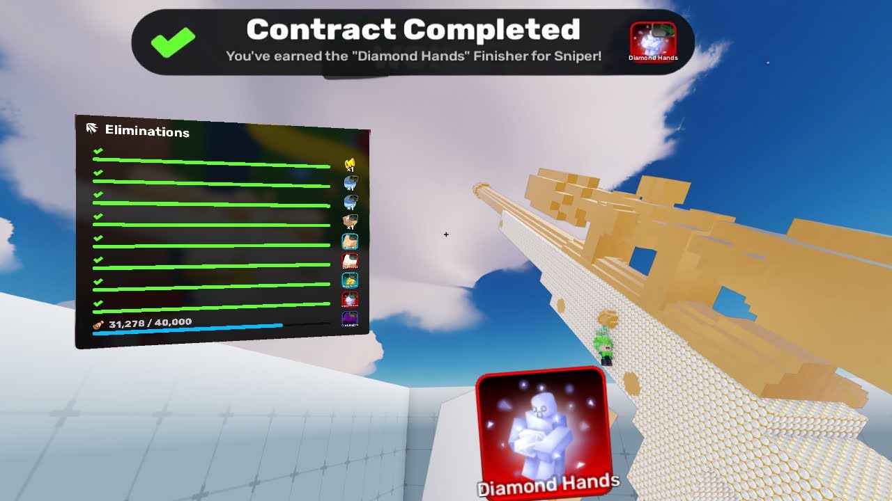 Я разблокировал алмазные руки на снайперской винтовке в Roblox Rivals.