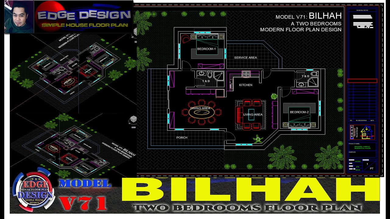BILHAH - TWO BEDROOM MODERN FLOOR PLAN DESIGN