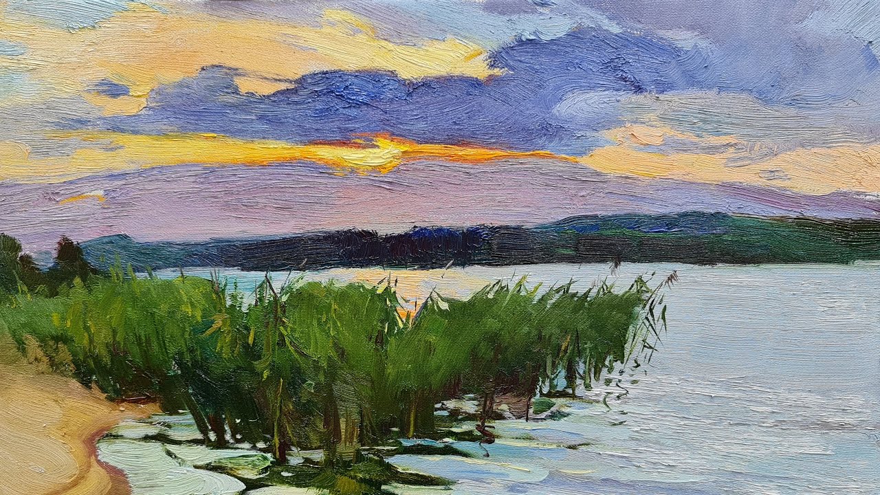 Трейлер мастер-класса. “Закат в живописи” холст, масло. 2k