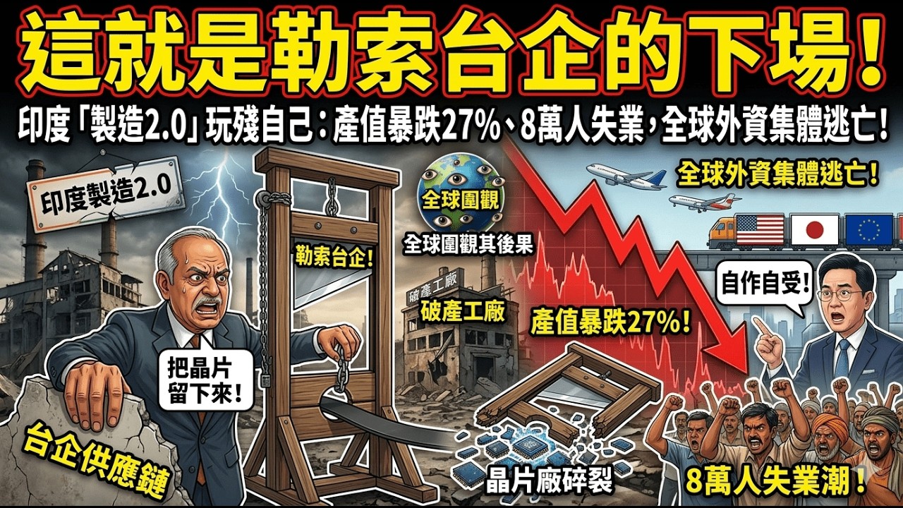 這就是勒索台企的下場！印度「製造2.0」玩殘自己：產值暴跌27%、8萬人失業，全球外資集體逃亡！