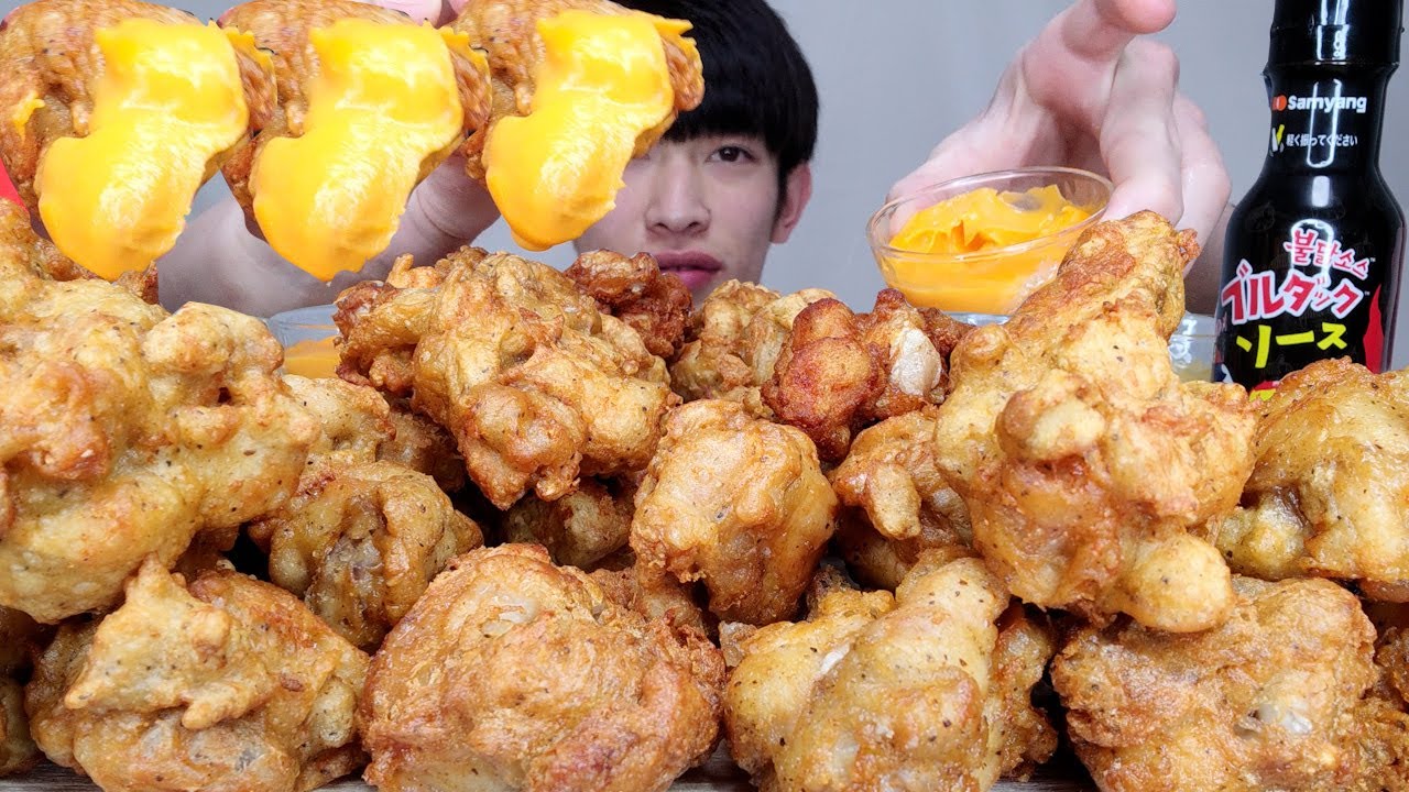 ASMR フライドチキンと11種類のソース【咀嚼音/Mukbang/Eating Sounds】