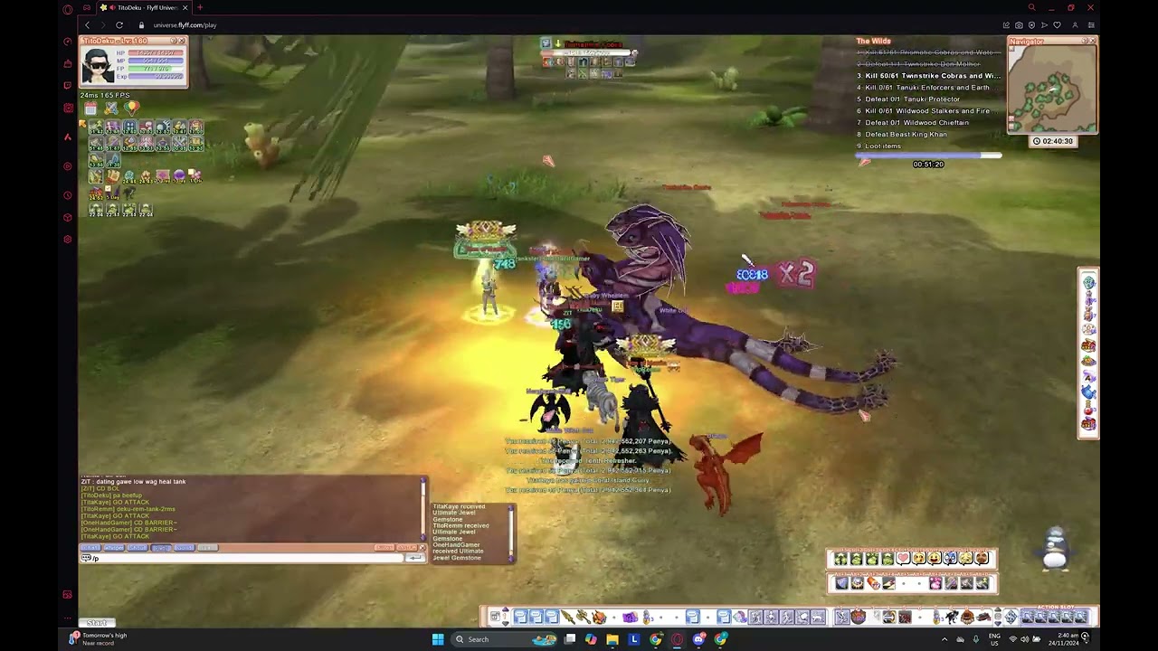 Flyff Universe The Wilds Dungeon 5man Run. Blade POV ft Titos Of Manila Guild