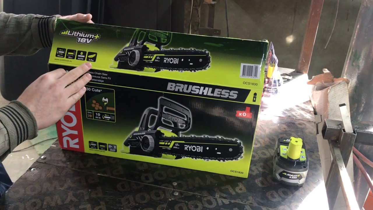 Ryobi OCS1830 (распаковка+тест) Аккумуляторная цепная пила
