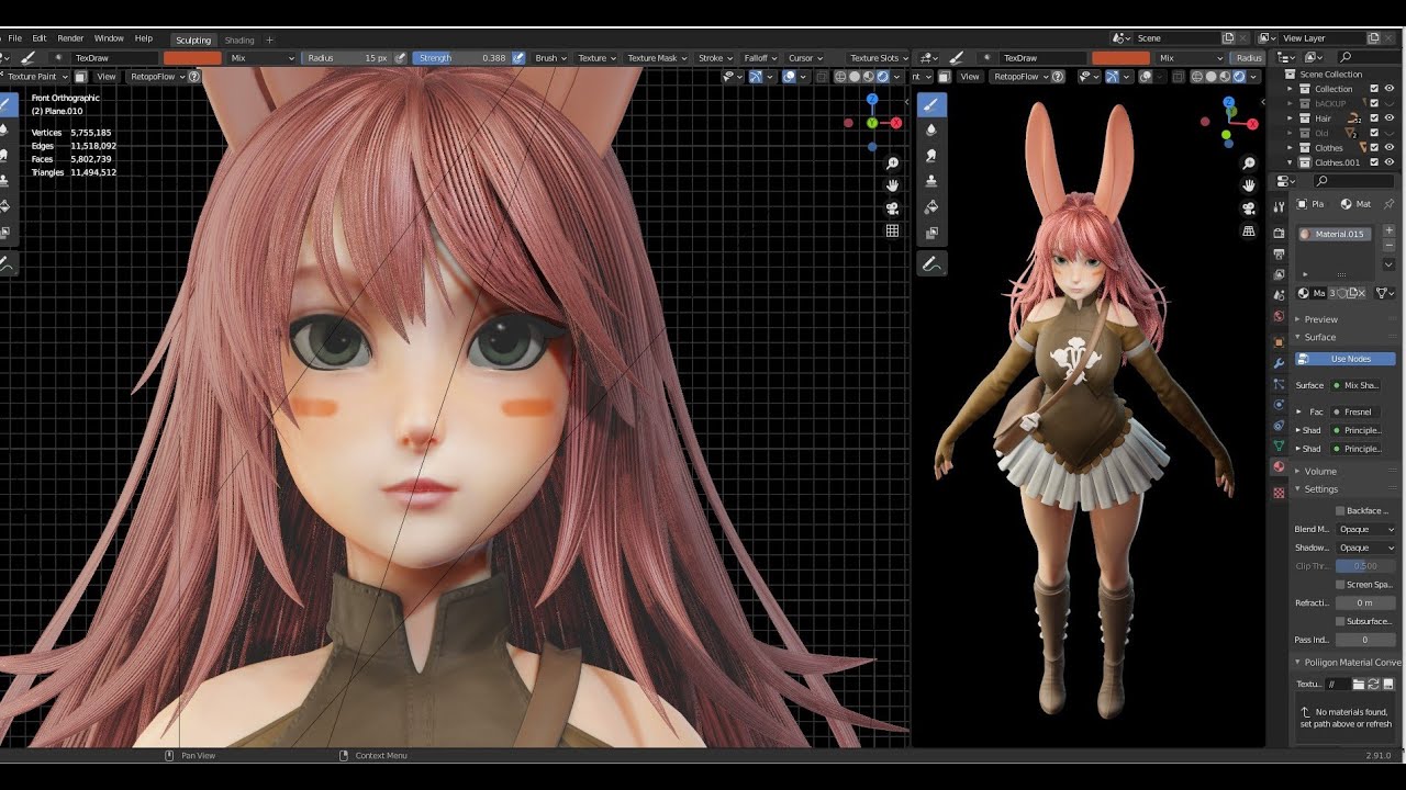 Blender 2.91 - Character Bunny Girl -  Part 2