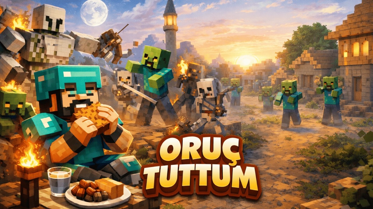 Minecraft&rsquo;ta Oru&ccedil; Tutarak 1 G&uuml;n Hayatta Kalabilir Miyim (YEMEK YASAK!)