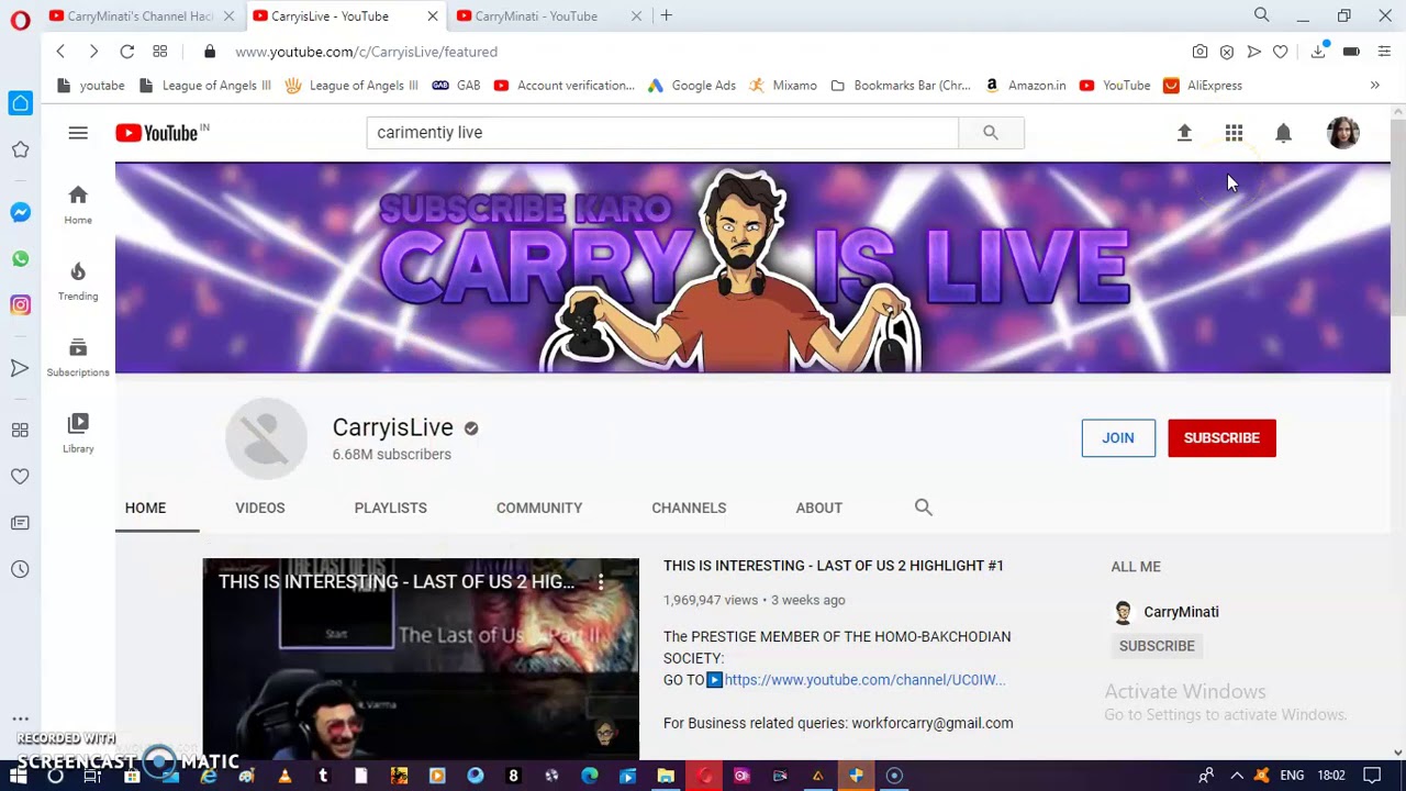 CarryisLive Youtabe Channel Is Hacked Now || CarryisLive Is Hcaked | #CarryisLive  #YOUTABEINDIA