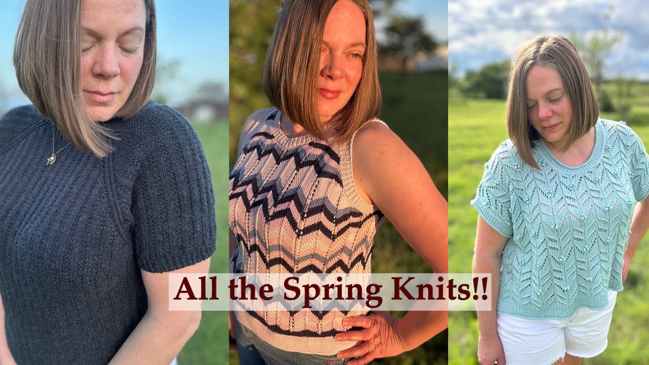 Spring Knits: Summer Snow Tee, Anacortes Pullover, Lavender Tank Top, and Spark Cardi