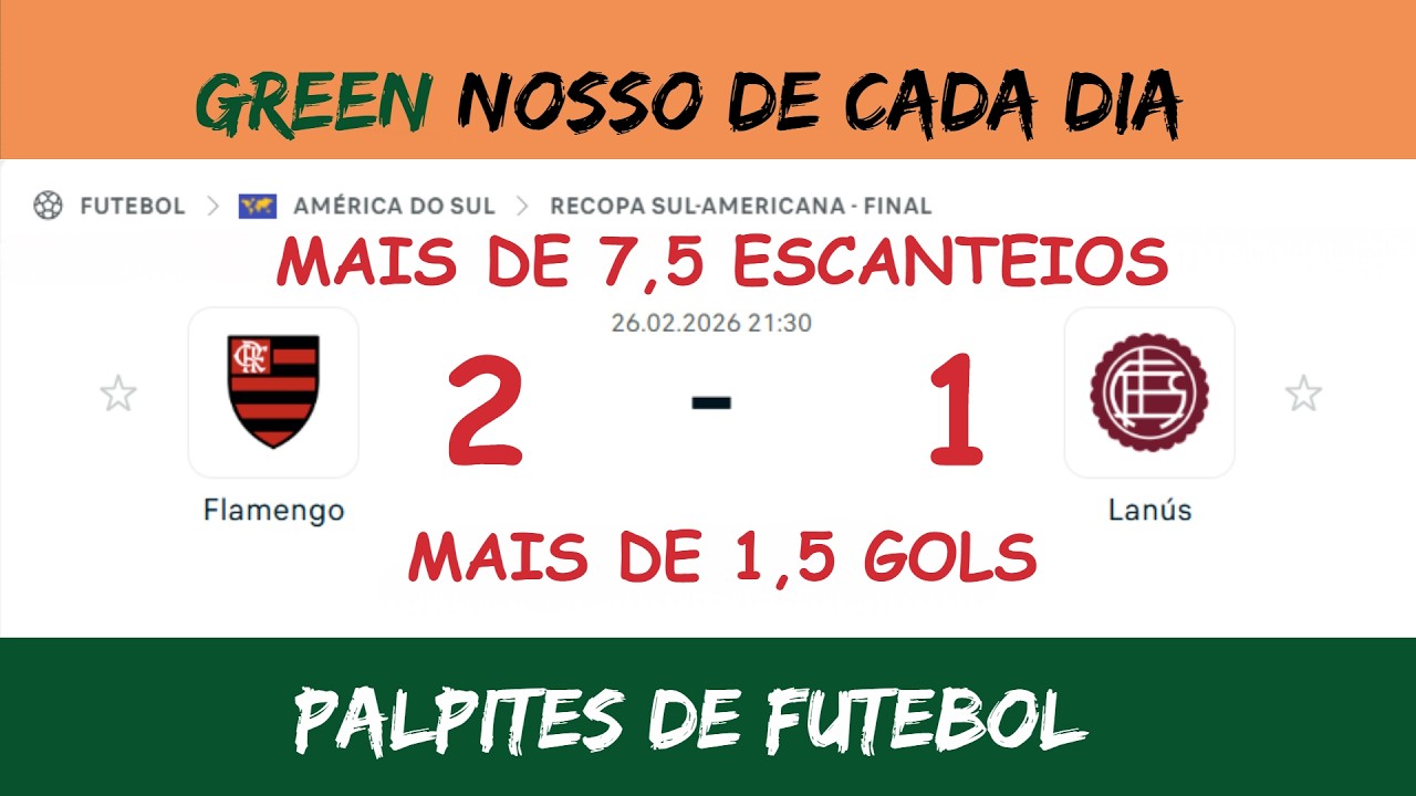 PALPITES DE FUTEBOL para essa quinta-feira 26/02/26