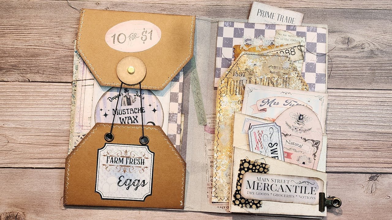 Interactive Junk Journal page layout.  #junkjournalideas