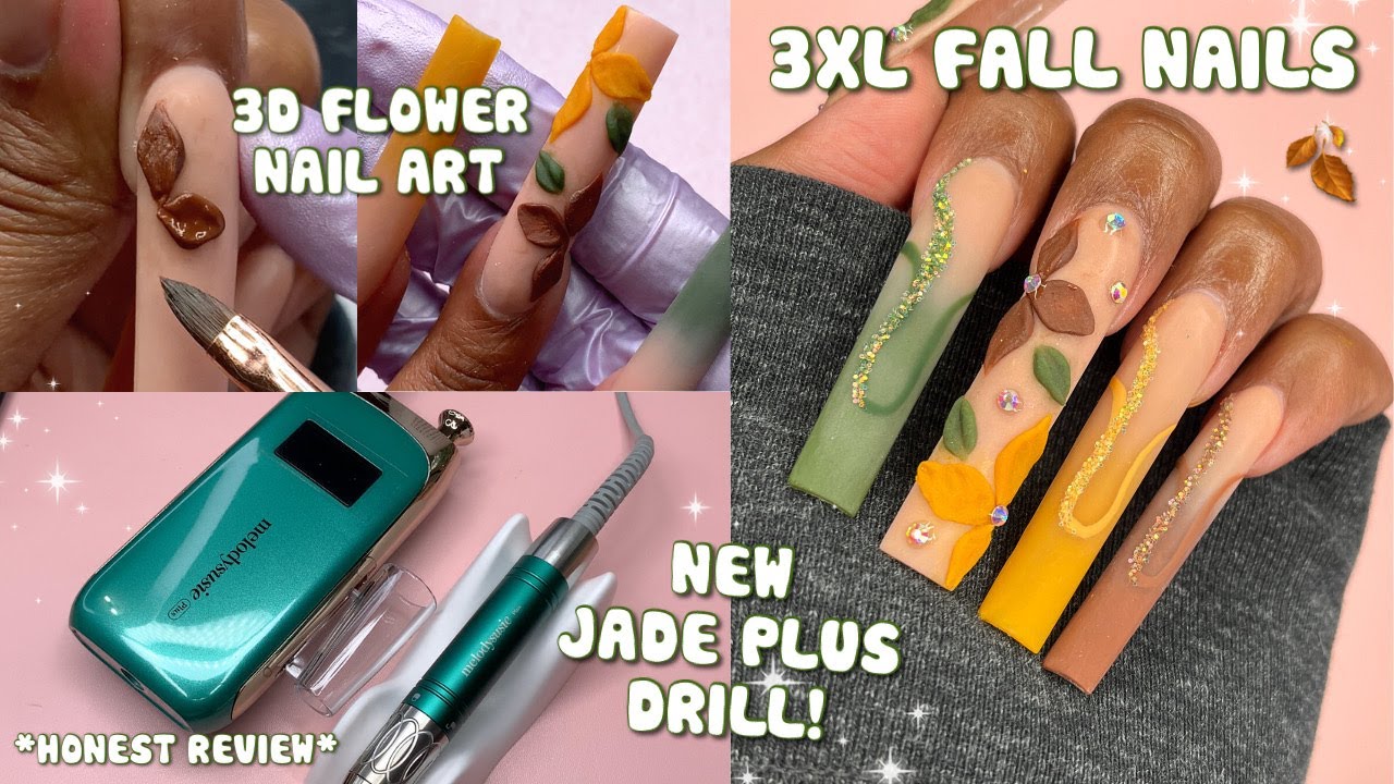 MY FIRST FALL NAIL SET | 3D SCULPTED ACRYLIC LEAVES | EASY BEGINNER ACRYLIC APPLICATION