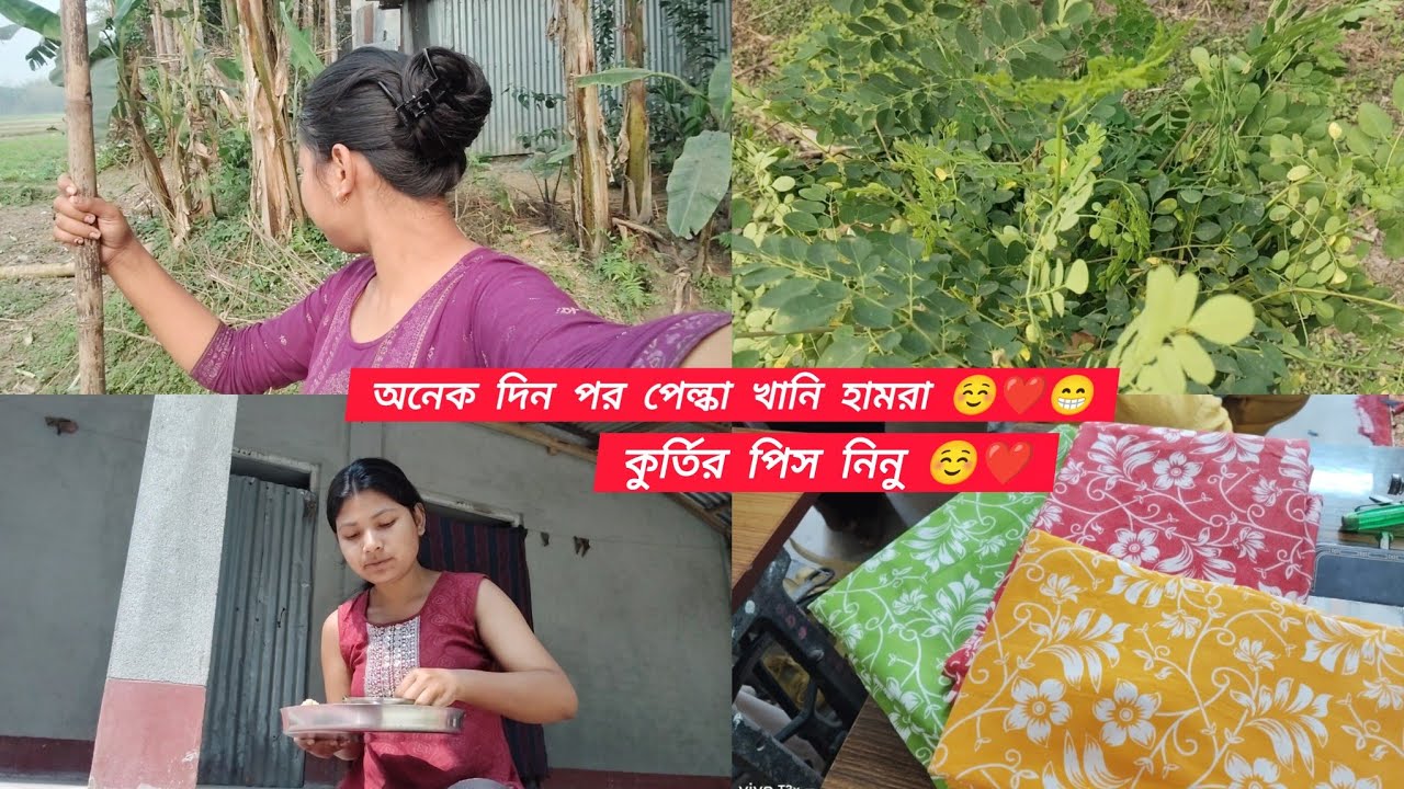 অনেক দিন পর পেলকা খানি হামরা ☺️❤️😁 কুর্তির পিস নিনু#viralvideo #rajbonshivlog #vlog #banglavlog 