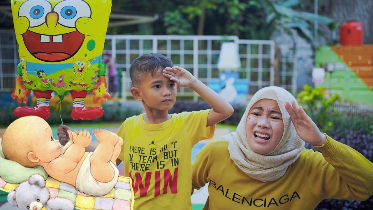 BAYI LUCU HILANG DI TAMAN 😱👶 KEJAR BALON SPONGEBOB | Ali vlog