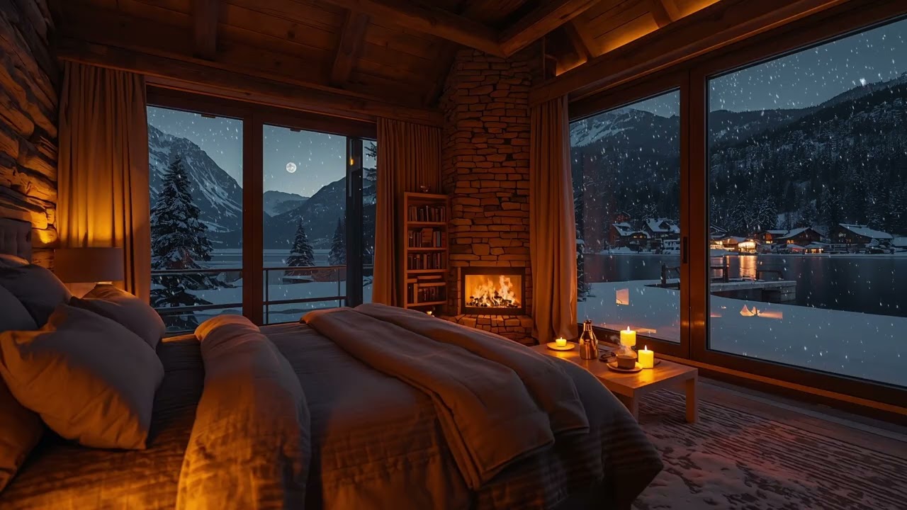 Fireplace Reflections 🔥 Piano Peace 🎹 Snowy Alps ❄️