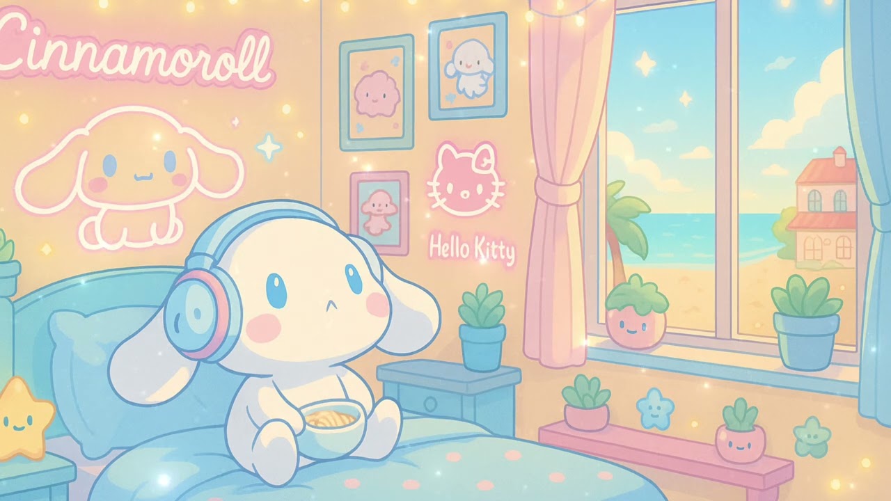 ☁️Cinnamoroll’s Beachside Tea | Soft Lofi Beats for Relax & Study ☁️✨