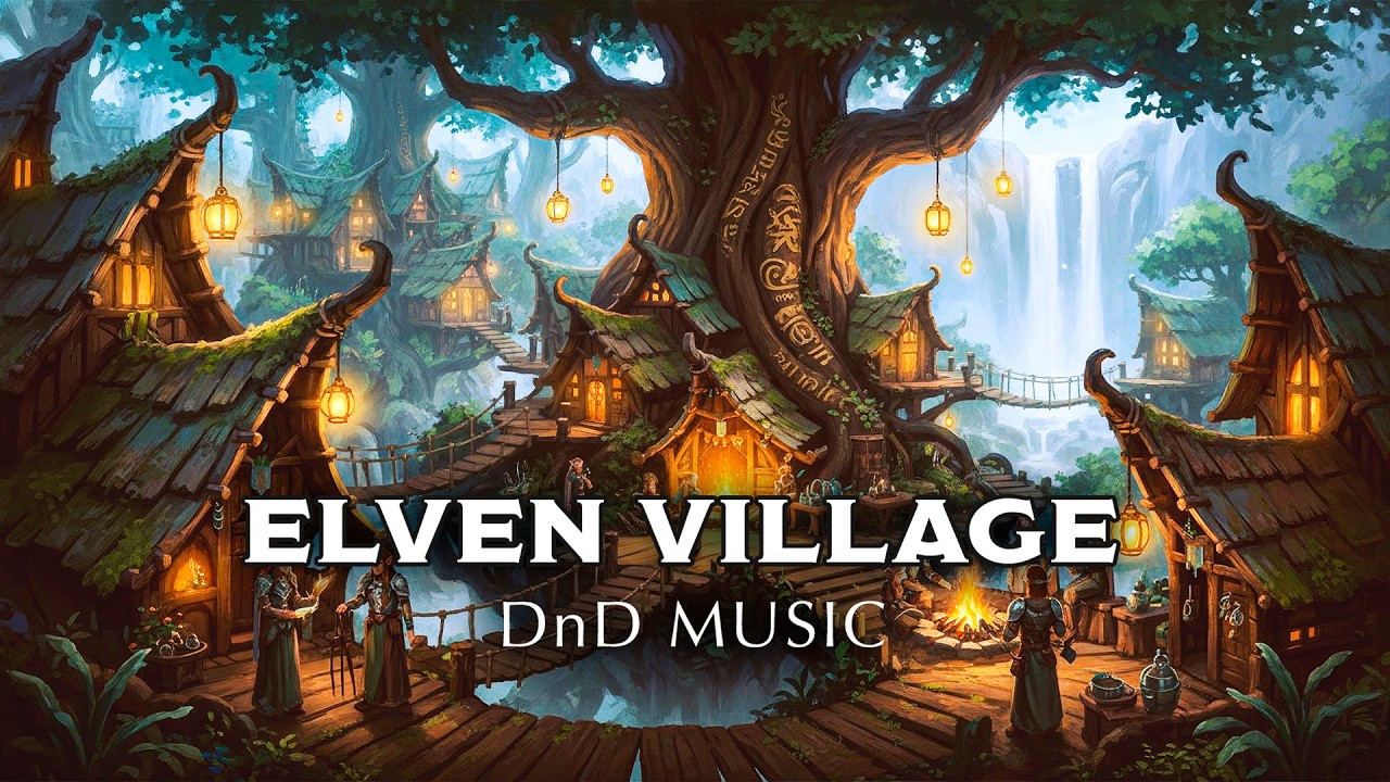 Wood Elf City | Magical D&D Music Ambiance | Elf Village Soundscape 4K
