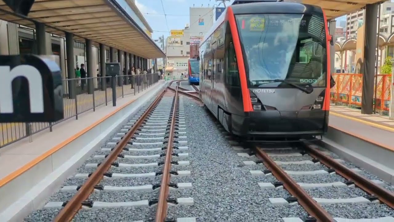 【初日速報】松山市駅新電停運用開始！初日2025/8/24の様子！