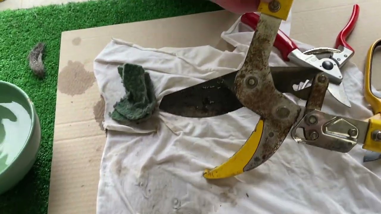 Preparing your garden tools for storage prior to Winter.