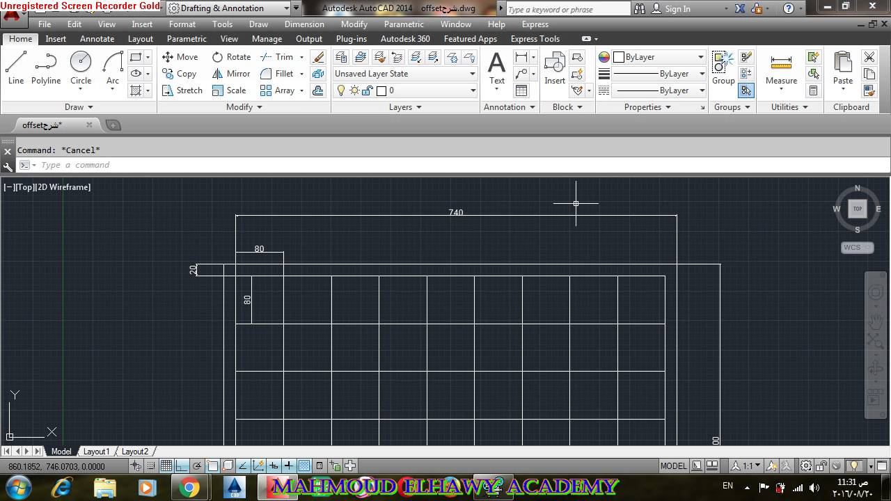 امر offset الازاحة و التكرار .المحاضرة رقم 21.( Autocad _Level 2 )
