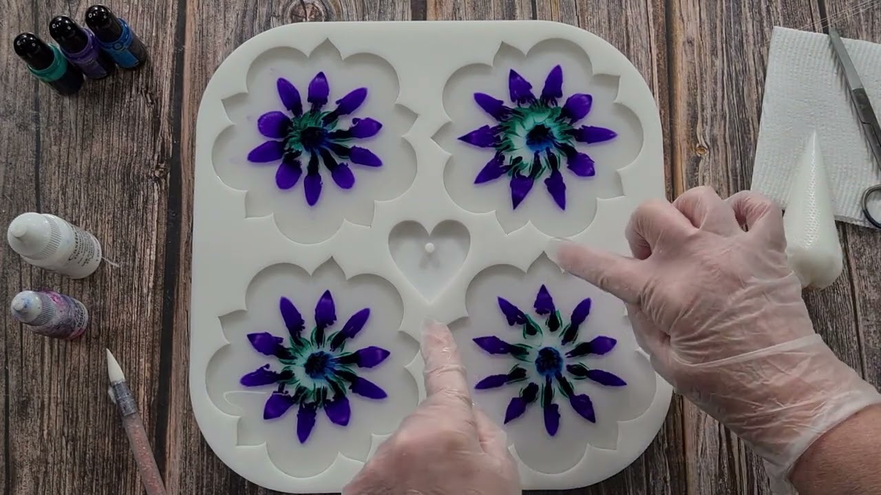 #1495 Gorgeous 3D Flower Resin Coasters