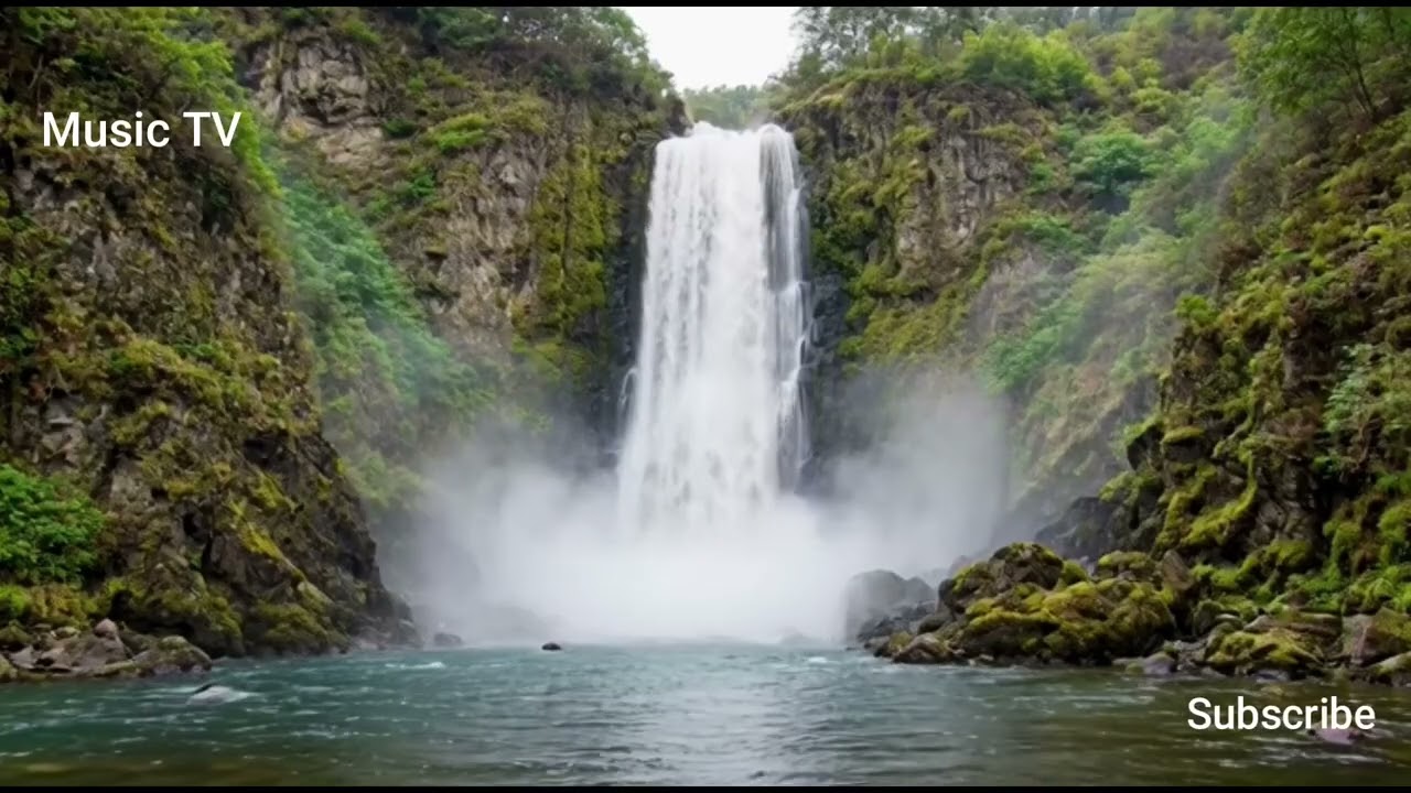 Ambient Relax Mix Music and Relaxing Waterfall Sounds 🎶 Meditation, Sleep, Focus or Work ❤️