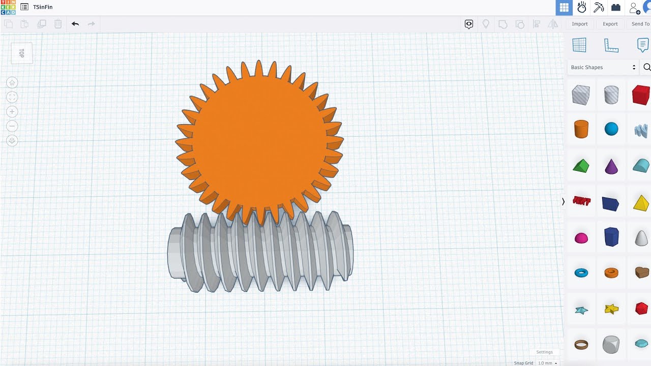 Diseño mecanismo engrane - tornillo sin fin en Tinkercad para impresión 3D | Worm Gear