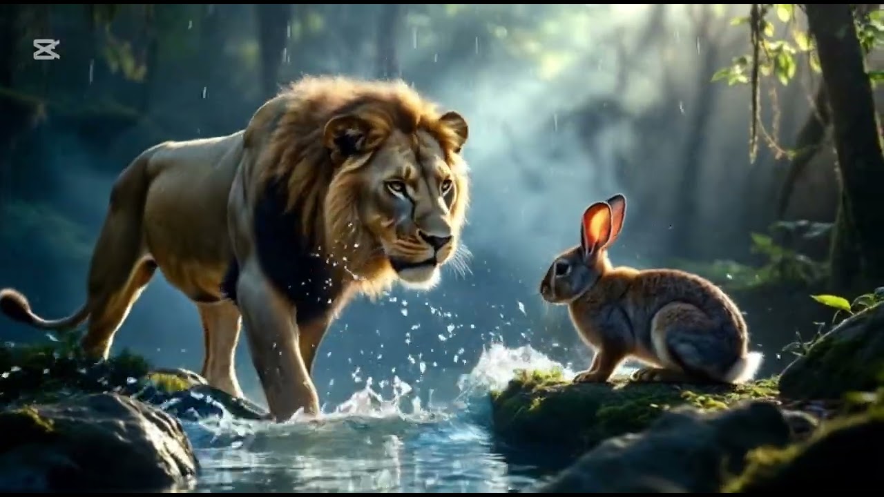 Monkey & rabbit in the forest