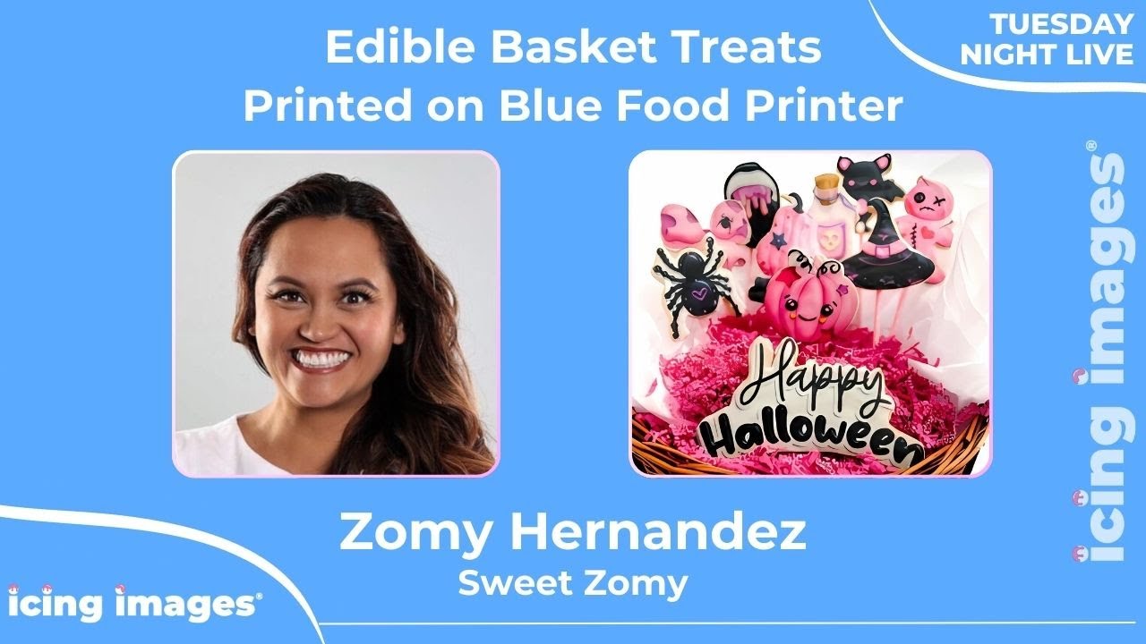 Icing Images Presents Zomy Hernandez - Edible Basket Treats Printed on Blue Food Printer