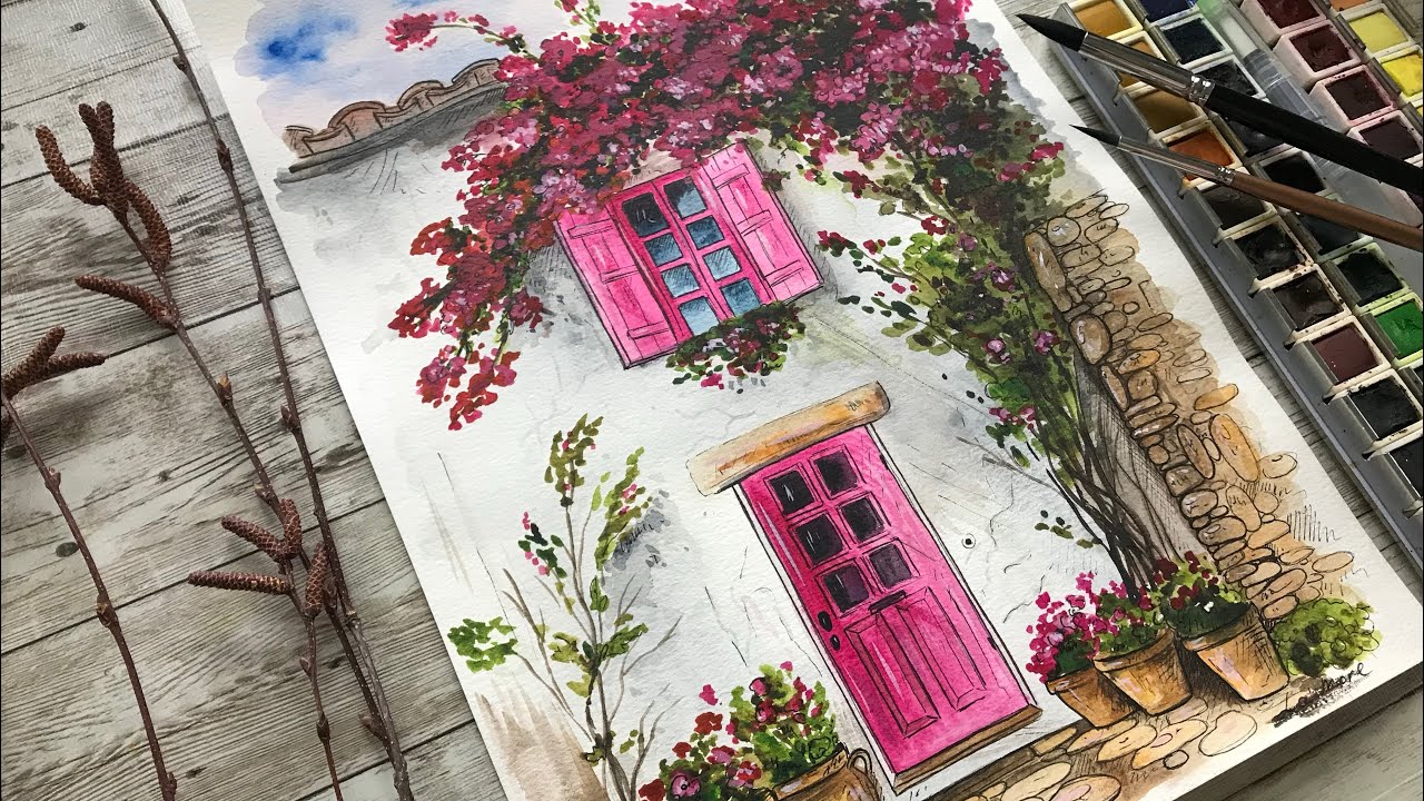 Colorful spring  painting. Paint with me.