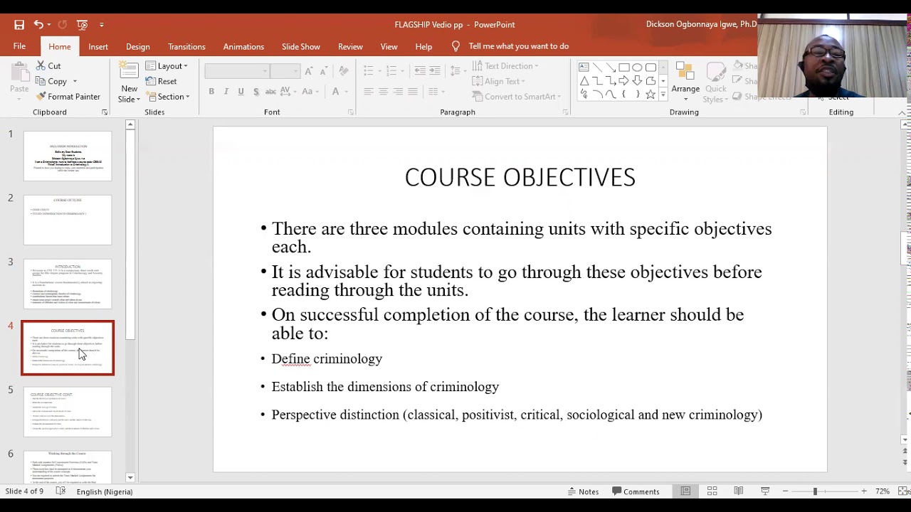 OUTLINE INTRODUCTION OF CSS133: Introduction to Criminology I