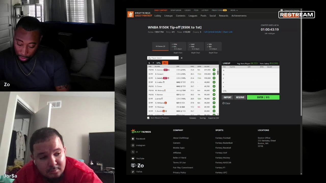 WNBA DRAFTKINGS PLAYS AND BETS