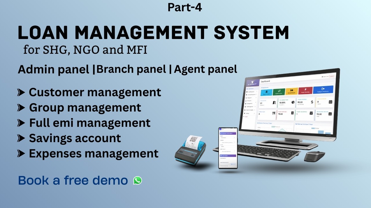 Loan Management System forSHG, NGO, Mobile & Furniture Shop Owners|Part -4| #RetailLoanSoftware #js