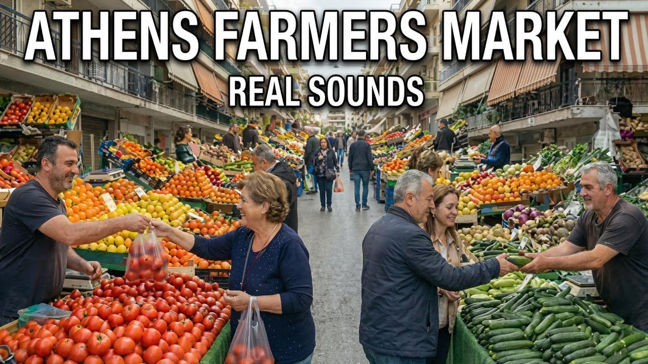 Athens Farmers Market Walk 🇬🇷 | Laiki Agora 4K (Real Sounds, No Music)