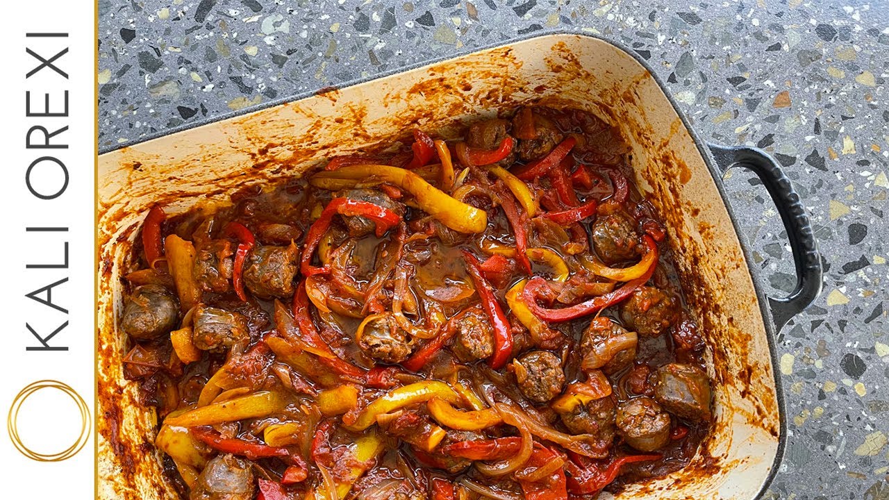 Mario and Chrisanthi's Spetsofai - Greek Sausage and Capsicum Casserole Recipe